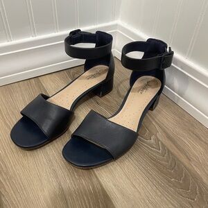 Elegant Navy Blue Ankle Strap Sandals